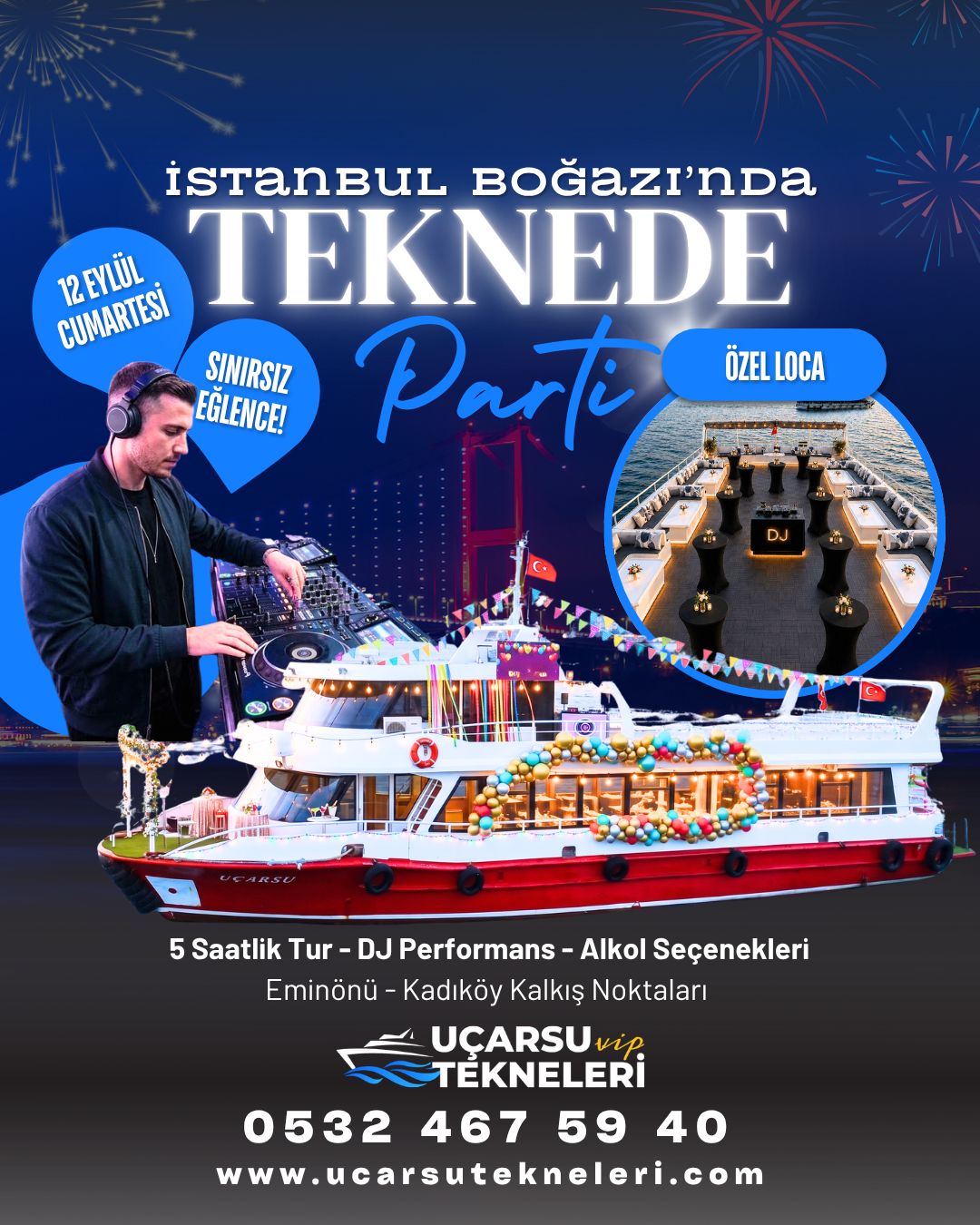 Boğaz’ın Ortasında Bir Gece: Uçarsu Tekneleri ile 12 Eylül’de Parti Zamanı